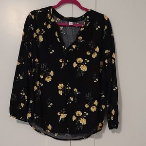 Old Navy Black Floral Blouse